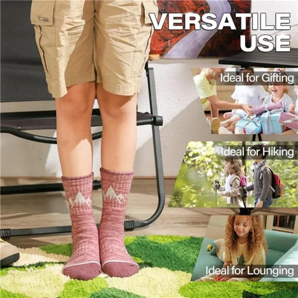 6 Pairs Kids Merino Wool Hiking Athletic Thermal Warm Winter Socks
